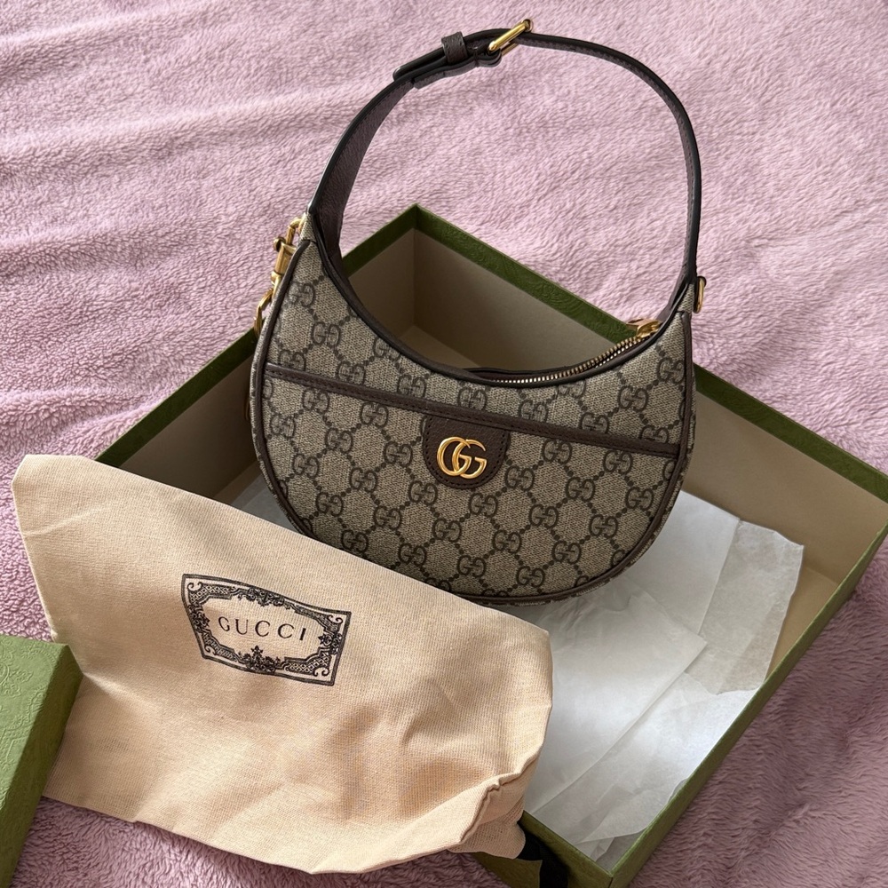 Gucci Beige and Brown Monogram Shoulder Bag